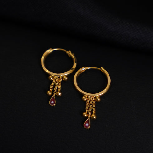 22 Carat Gold Bali Hoops Ear Ring Set For Womengirls 0.94g by Mahita Collections